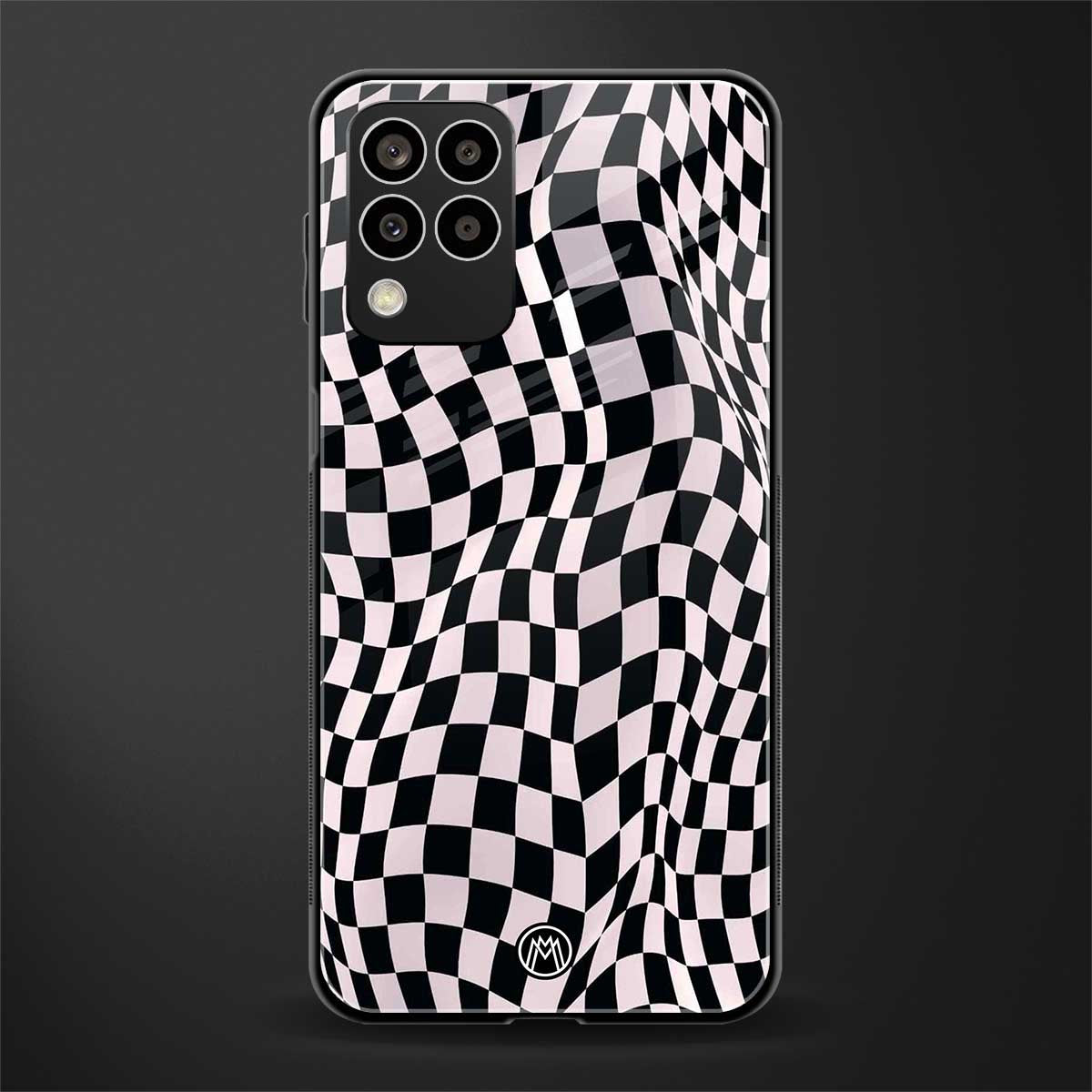 trippy b&w check pattern back phone cover | glass case for samsung galaxy m33 5g