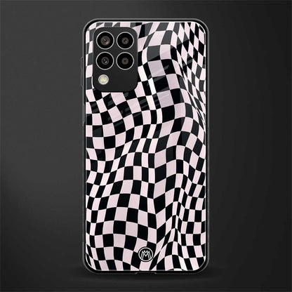 trippy b&w check pattern back phone cover | glass case for samsung galaxy m33 5g