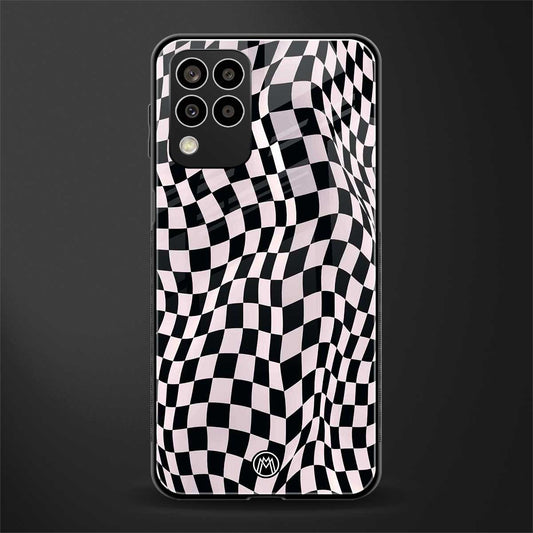 trippy b&w check pattern back phone cover | glass case for samsung galaxy m33 5g