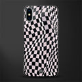 trippy b&w check pattern glass case for iphone x image