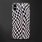 trippy b&w check pattern glass case for iphone x image