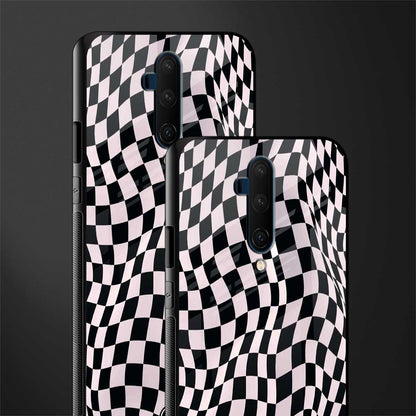 trippy b&w check pattern glass case for oneplus 7t pro image-2