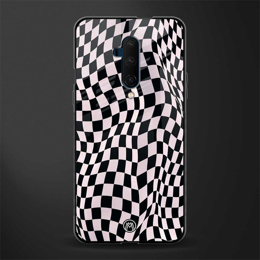 trippy b&w check pattern glass case for oneplus 7t pro image