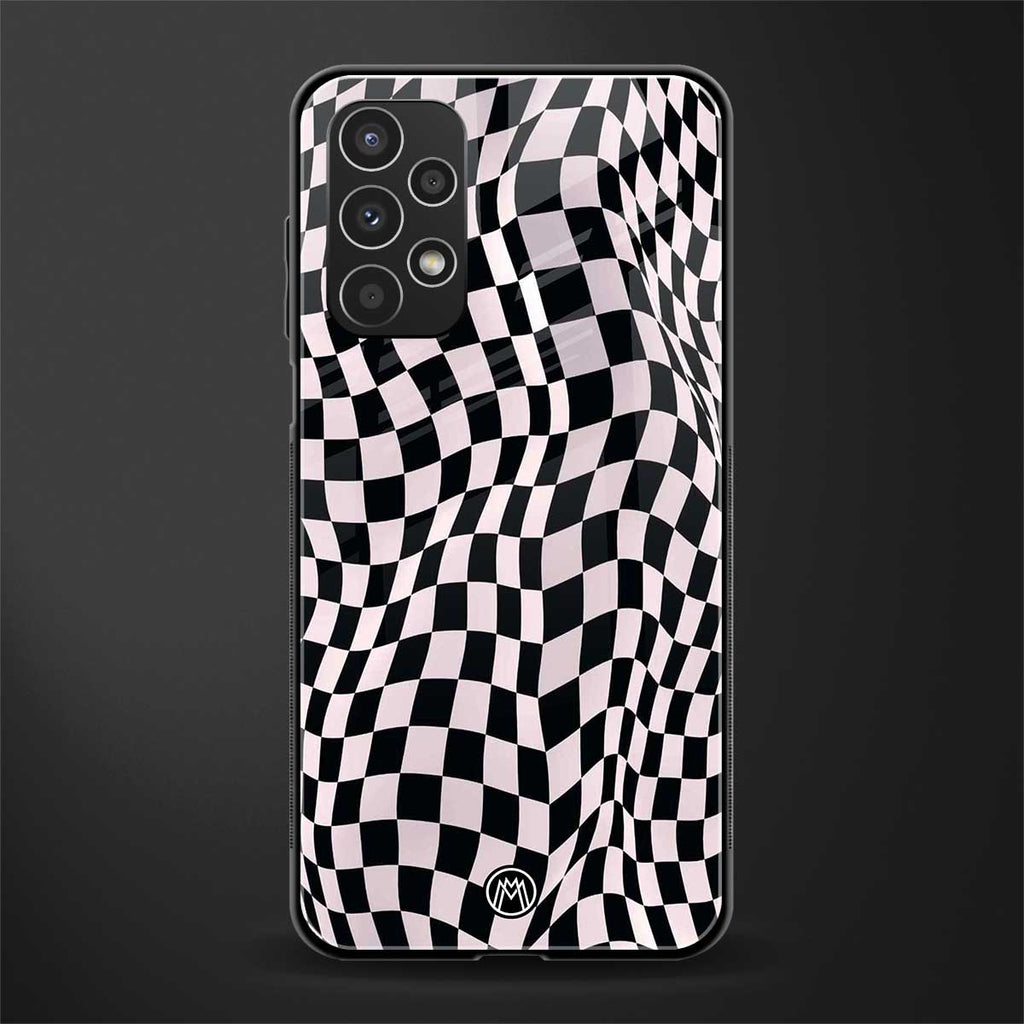 trippy b&w check pattern back phone cover | glass case for samsung galaxy a13 4g