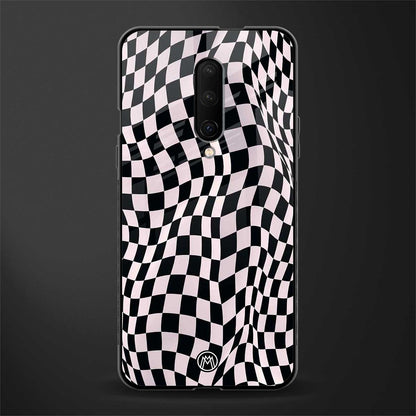 trippy b&w check pattern glass case for oneplus 7 pro image