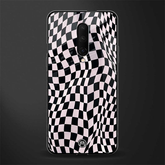 trippy b&w check pattern glass case for oneplus 7 pro image