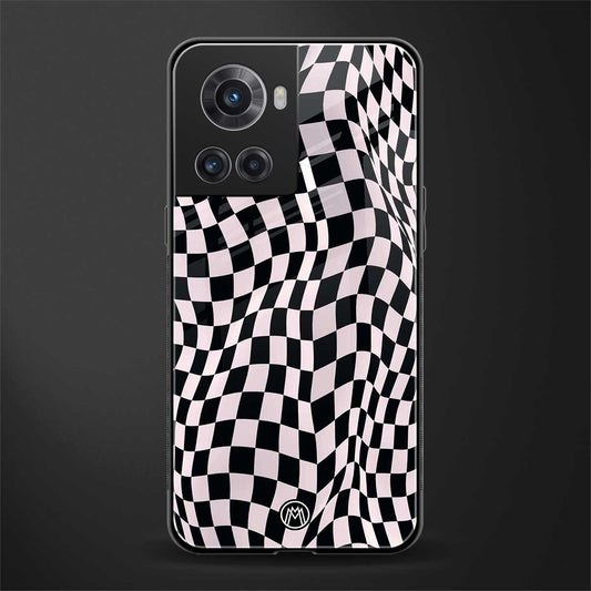 trippy b&w check pattern back phone cover | glass case for oneplus 10r 5g