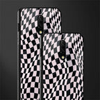trippy b&w check pattern glass case for oneplus 7 image-2