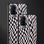 trippy b&w check pattern glass case for vivo x60 image-2