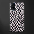trippy b&w check pattern glass case for vivo x60 image