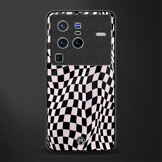 trippy b&w check pattern glass case for vivo x80 pro 5g image