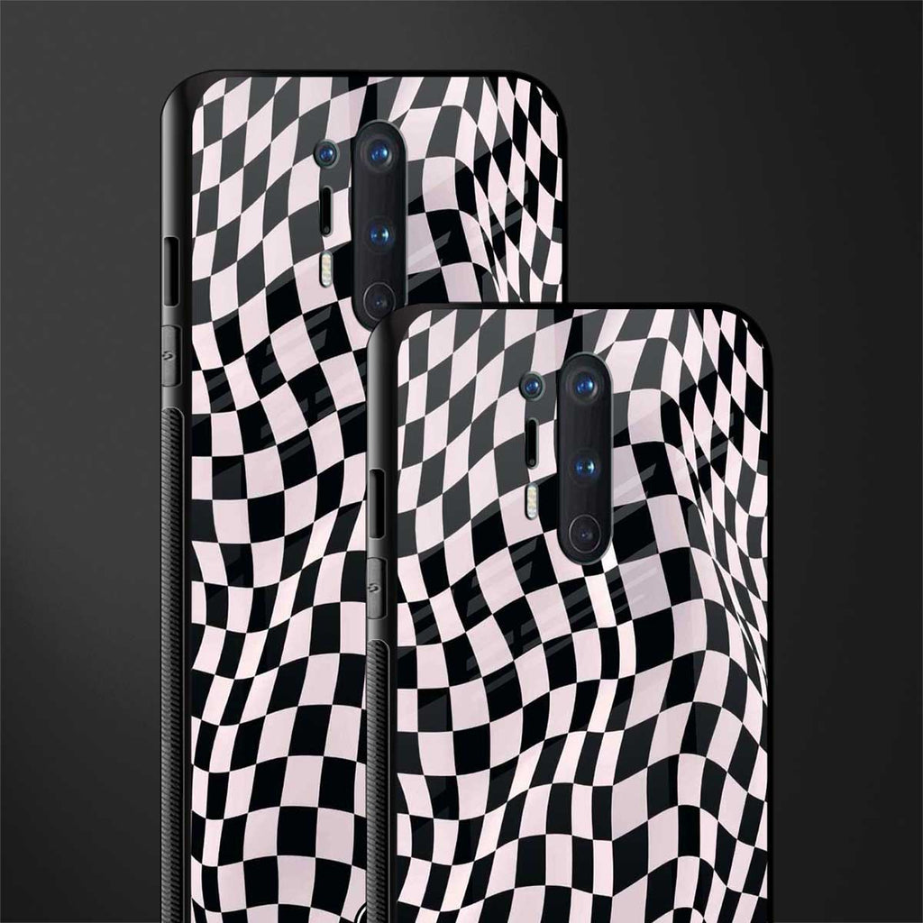 trippy b&w check pattern glass case for oneplus 8 pro image-2