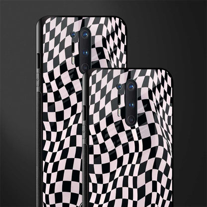 trippy b&w check pattern glass case for oneplus 8 pro image-2