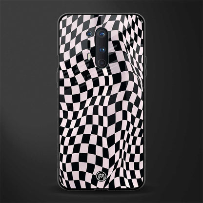 trippy b&w check pattern glass case for oneplus 8 pro image