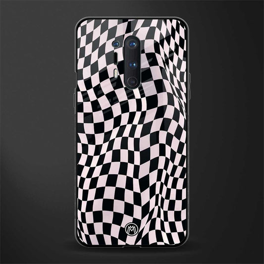 trippy b&w check pattern glass case for oneplus 8 pro image