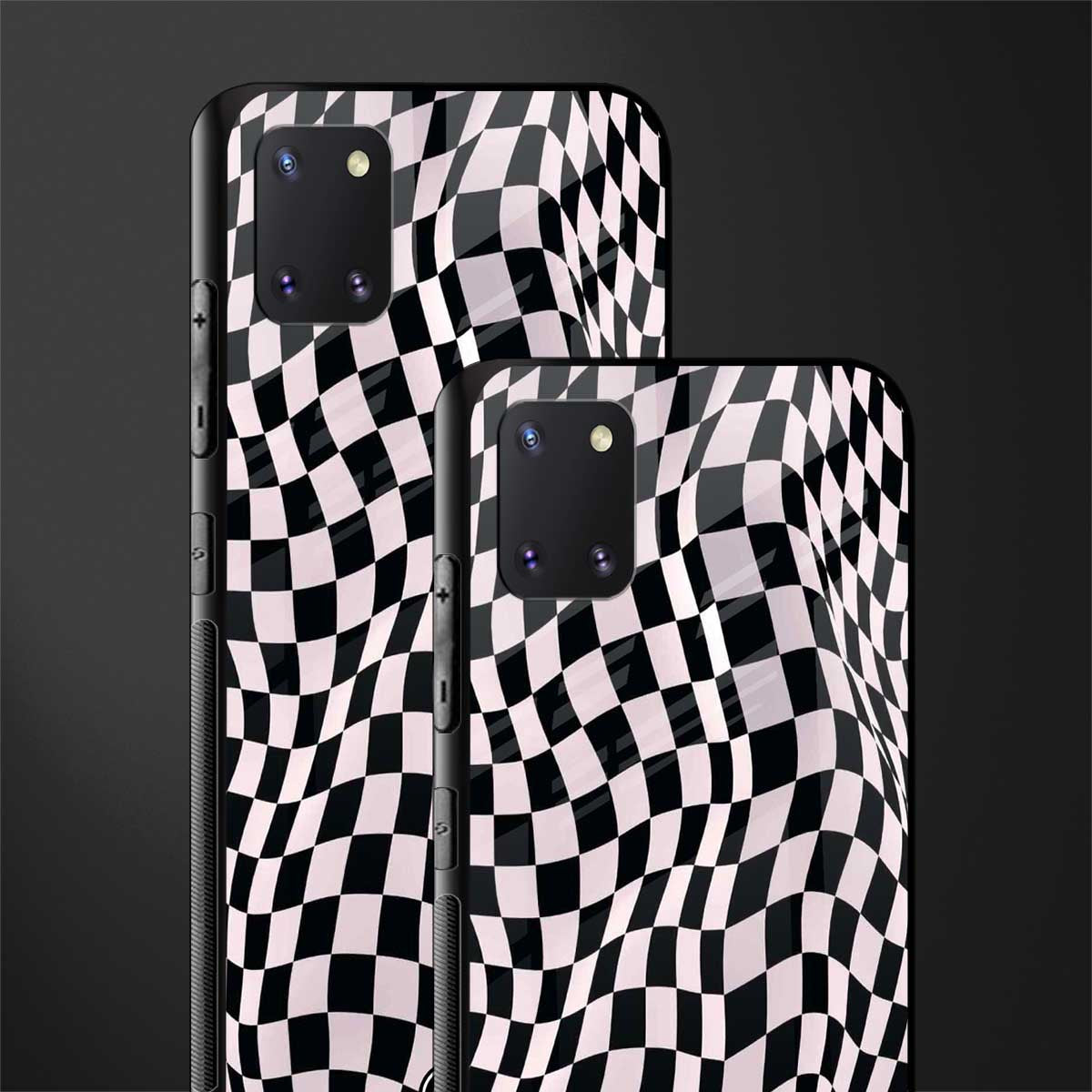 trippy b&w check pattern glass case for samsung a81 image-2