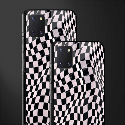 trippy b&w check pattern glass case for samsung a81 image-2