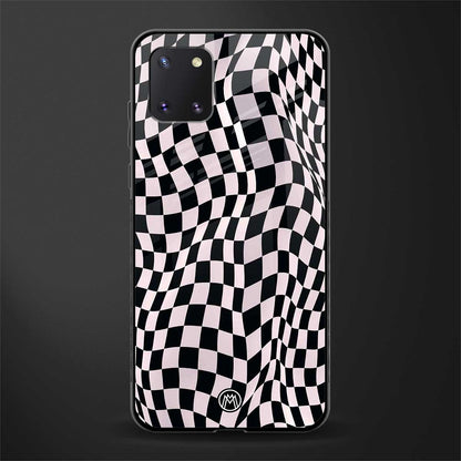 trippy b&w check pattern glass case for samsung a81 image