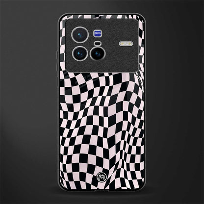 trippy b&w check pattern glass case for vivo x80 image