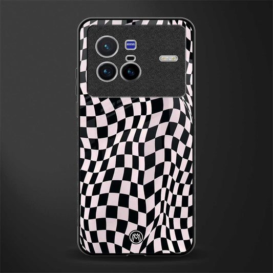 trippy b&w check pattern glass case for vivo x80 image