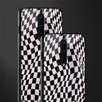 trippy b&w check pattern glass case for oneplus 8 image-2