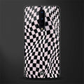 trippy b&w check pattern glass case for oneplus 8 image