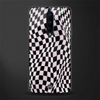 trippy b&w check pattern glass case for oneplus 8 image