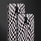 trippy b&w check pattern glass case for oneplus 6t image-2