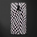 trippy b&w check pattern glass case for oneplus 6t image