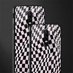 trippy b&w check pattern glass case for oneplus 6 image-2