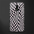 trippy b&w check pattern glass case for oneplus 6 image