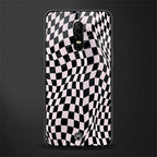 trippy b&w check pattern glass case for oneplus 6 image