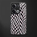 trippy b&w check pattern back phone cover | glass case for oppo reno 8 pro
