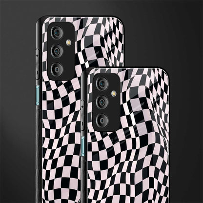 trippy b&w check pattern back phone cover | glass case for samsung galaxy f23 5g