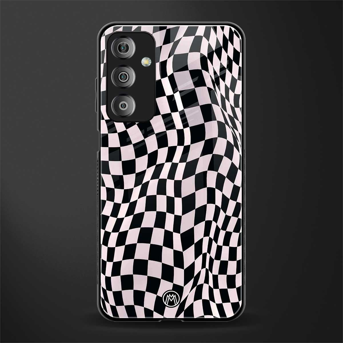 trippy b&w check pattern back phone cover | glass case for samsung galaxy f23 5g