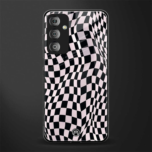 trippy b&w check pattern back phone cover | glass case for samsung galaxy f23 5g