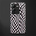 trippy b&w check pattern back phone cover | glass case for vivo v25 pro 5g