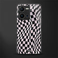 trippy b&w check pattern back phone cover | glass case for vivo y35 4g