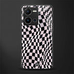 trippy b&w check pattern back phone cover | glass case for vivo y35 4g