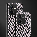 trippy b&w check pattern back phone cover | glass case for vivo y22