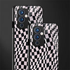 trippy b&w check pattern back phone cover | glass case for oneplus 9