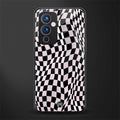 trippy b&w check pattern back phone cover | glass case for oneplus 9