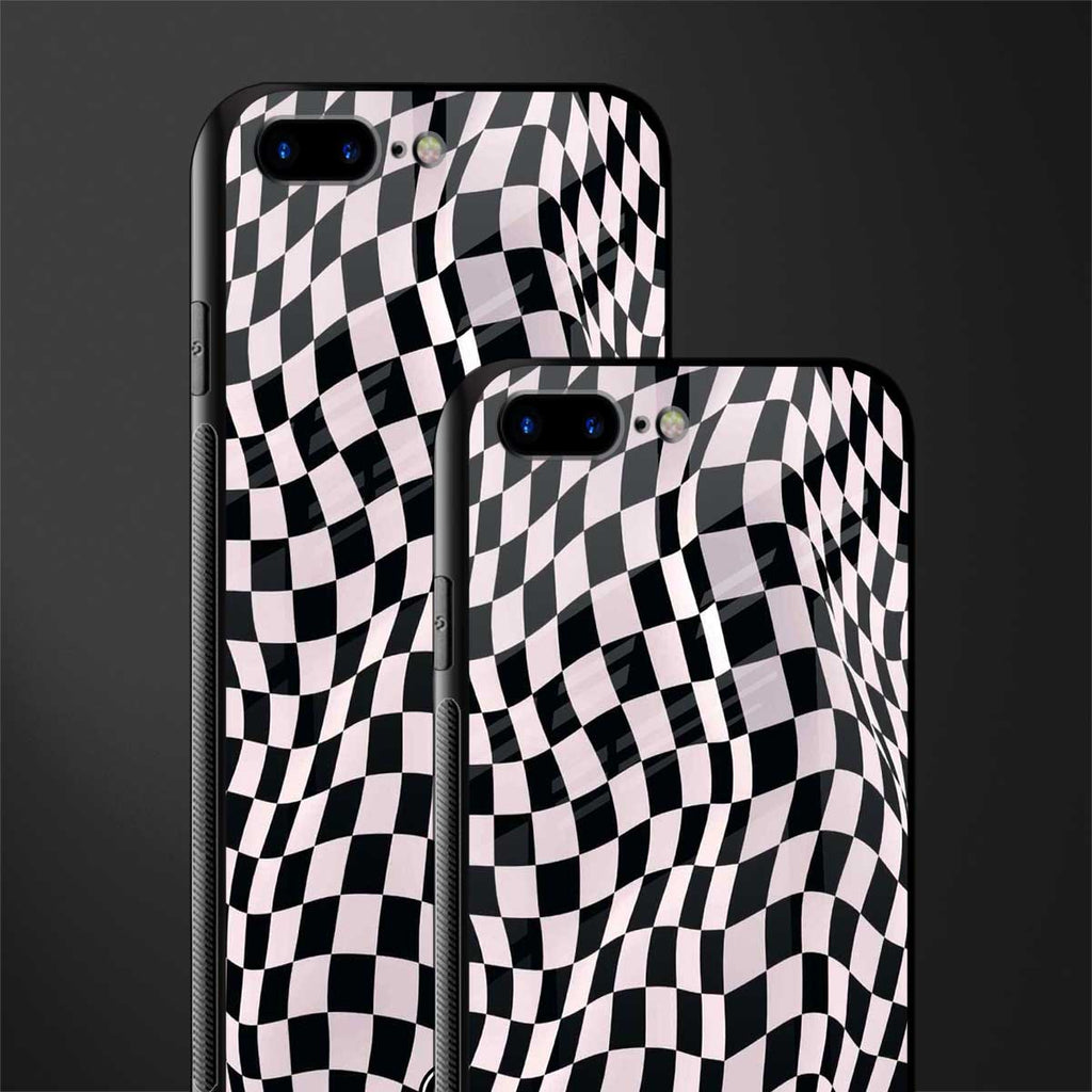 trippy b&w check pattern glass case for iphone 8 plus image-2