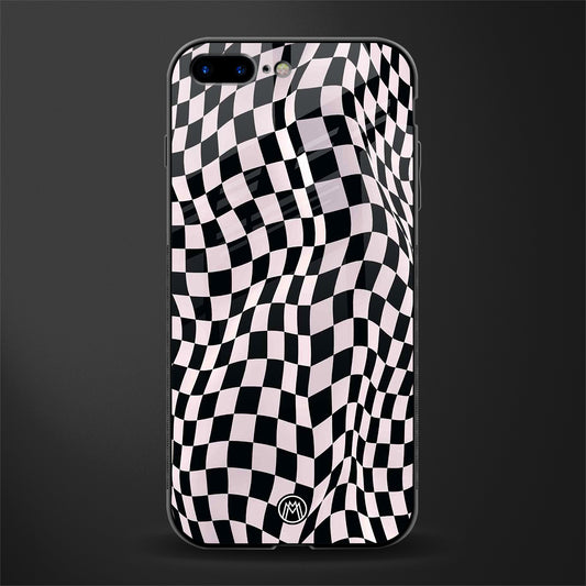 trippy b&w check pattern glass case for iphone 7 plus image