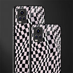 trippy b&w check pattern back phone cover | glass case for vivo v21e 4g