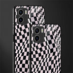 trippy b&w check pattern back phone cover | glass case for vivo y72