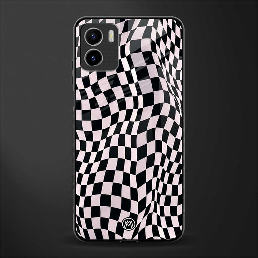trippy b&w check pattern back phone cover | glass case for vivo y72