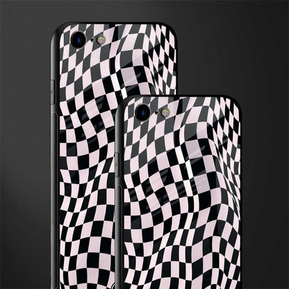 trippy b&w check pattern glass case for iphone 8 image-2
