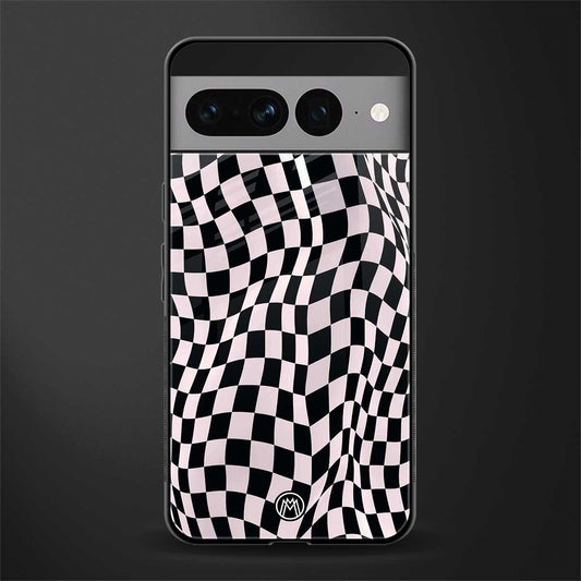 trippy b&w check pattern back phone cover | glass case for google pixel 7 pro