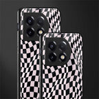 trippy b&w check pattern back phone cover | glass case for oneplus 11